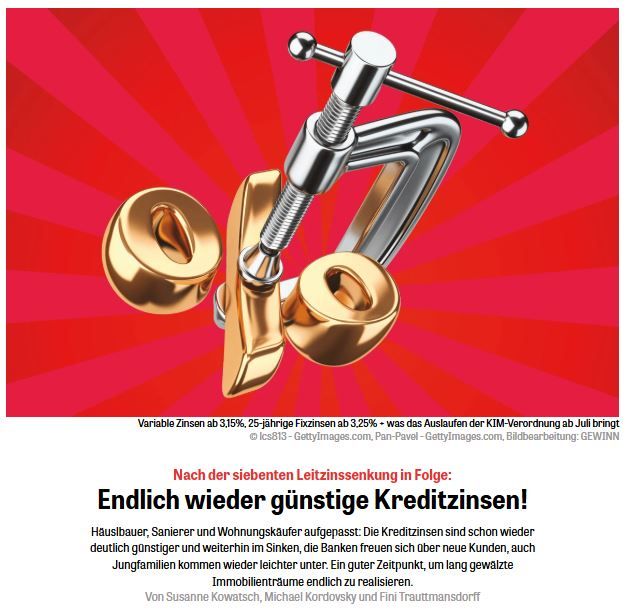 Vorschaubild Gewinn-Artikel zum Thema "Endlich wieder günstige Kreditzinsen!"