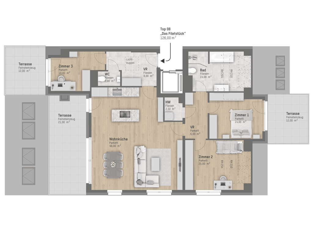Wohnungsplan von Rieglgasse 1 Top 8