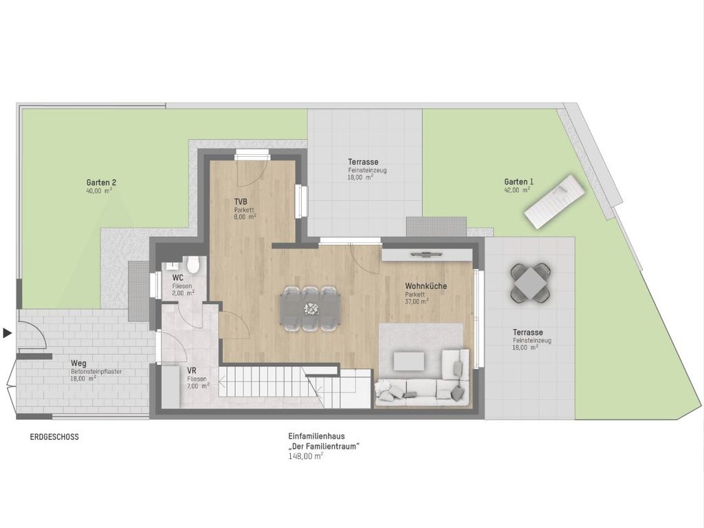 Plan Erdgeschoss von Rieglgasse 1 Haus 1