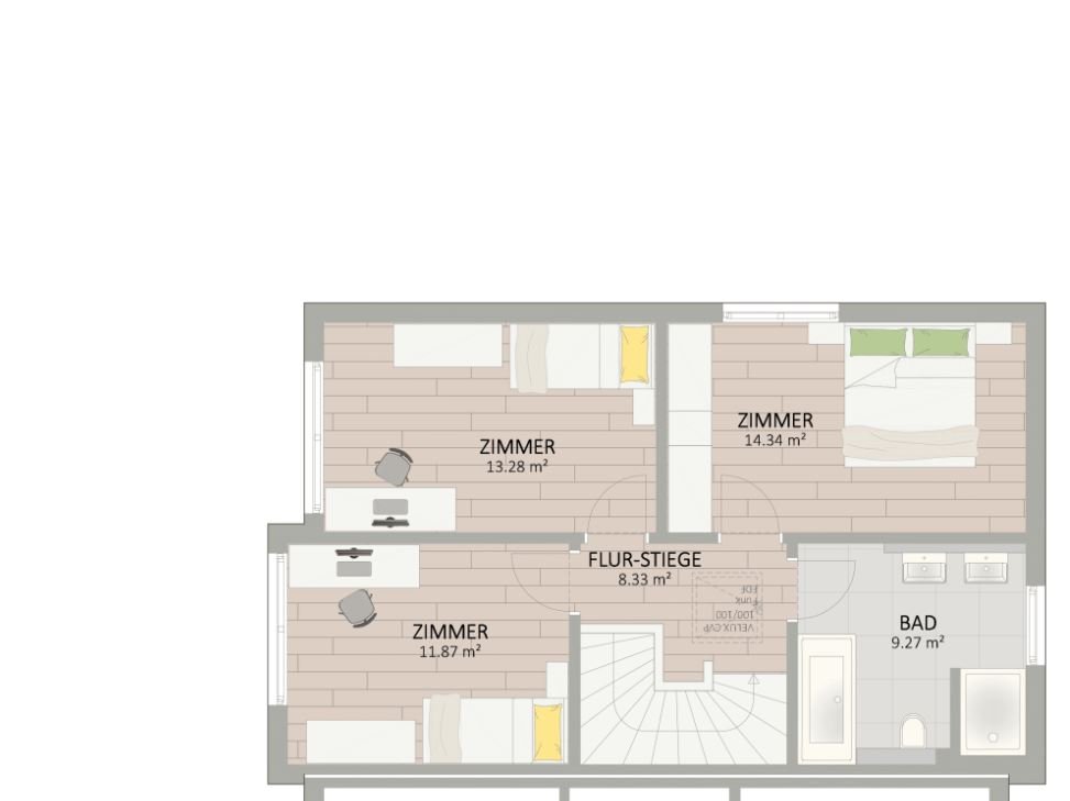 Plan Obergeschoss von Arztgasse 52 Haus 4