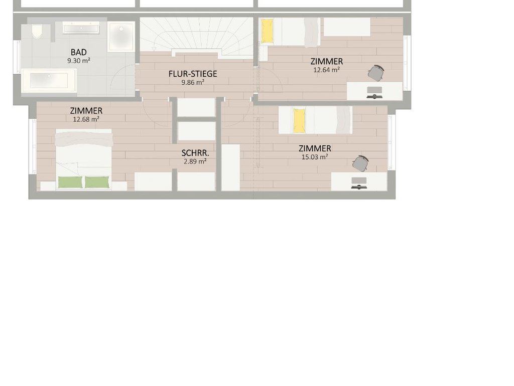 Plan Obergeschoss von Burgkmairgasse 54 Haus 4