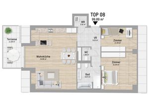 Wohnungsplan von Anton-Baumgartner-Straße 19 Top 8