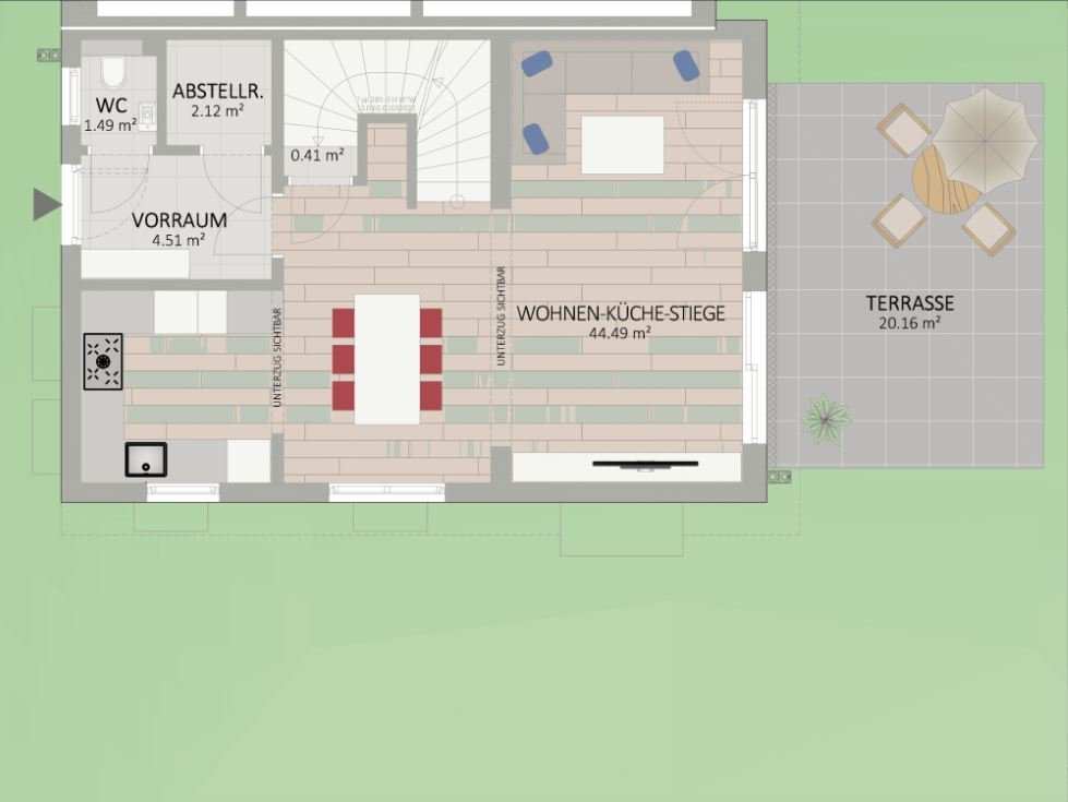 Plan Erdgeschoss von Arztgasse 52 Haus 3
