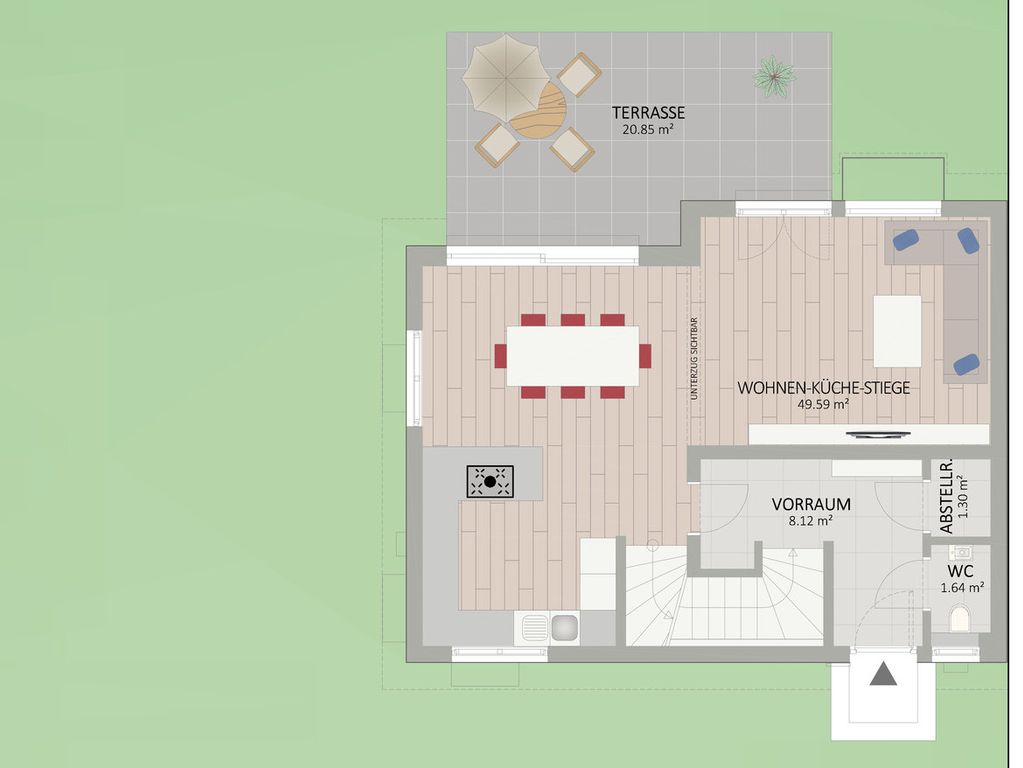 Plan Erdgeschoss von Violaweg 47 Haus 1