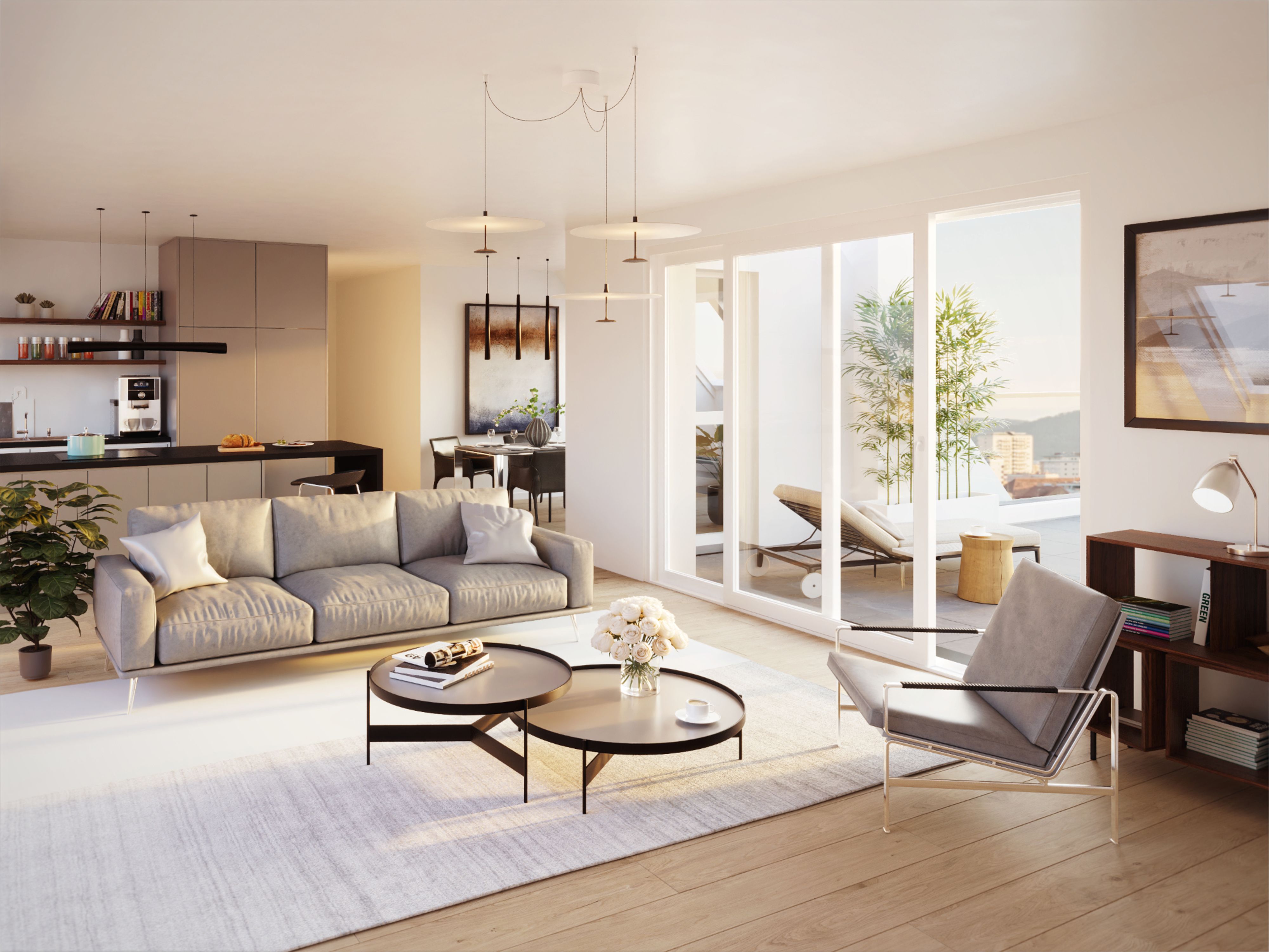 Innenvisualisierung einer 4 Zimmer Glorit-Wohnung