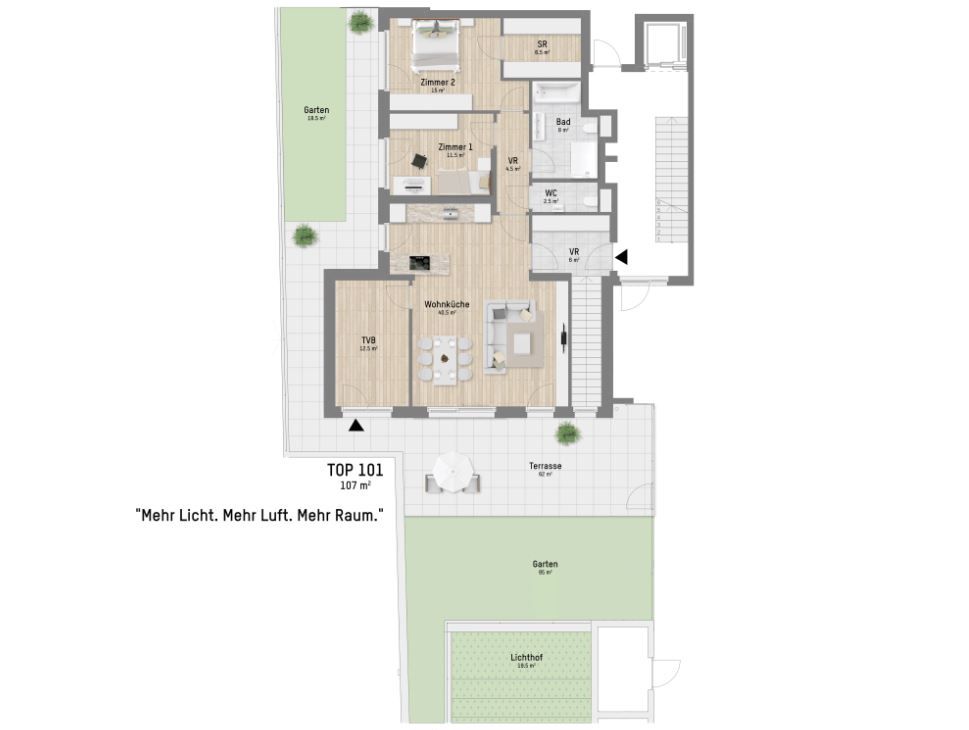 Wohnungsplan von Obstgartenweg 15-17 Top 1.01