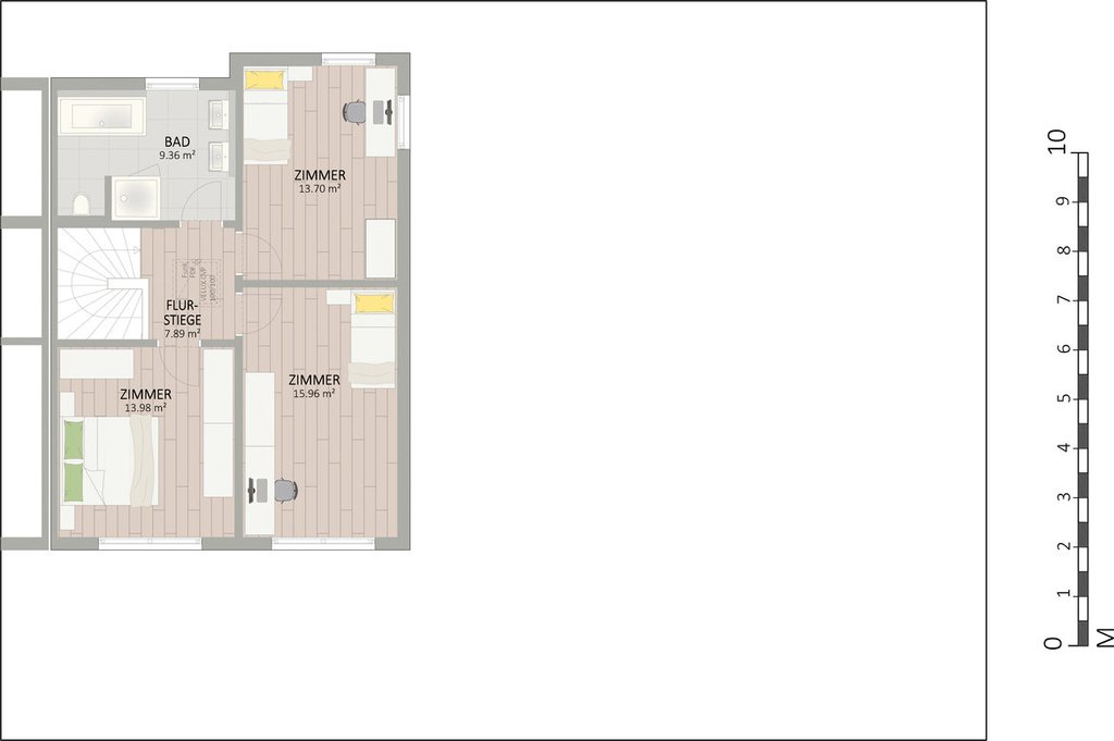 Plan Obergeschoss von Krautackergasse 26B-28 Haus 2