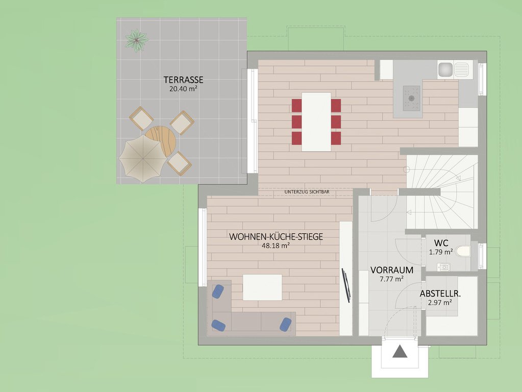Plan Erdgeschoss von Holzgasse 123 Haus 1