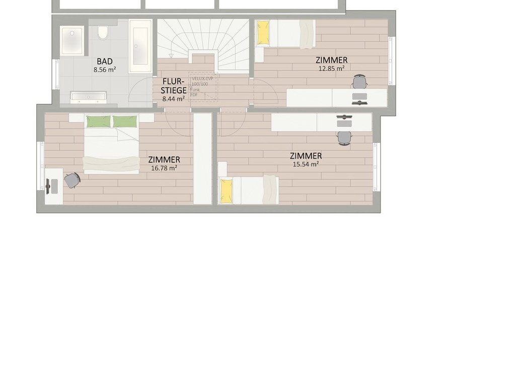 Plan Obergeschoss von Schillochweg 51 Haus 2