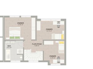 Plan Obergeschoss von Rittersporngasse 7-9 Haus 3