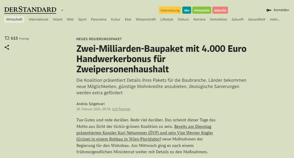 Thumbnail: Artikel von Der Standard