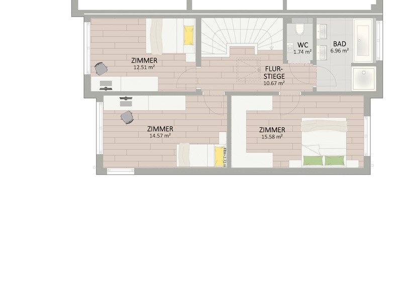 Plan Obergeschoss von Eibischweg 44 Haus 2