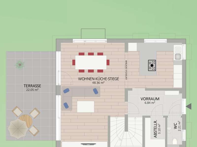 Plan Erdgeschoss von Korsenweg 18 Haus 1
