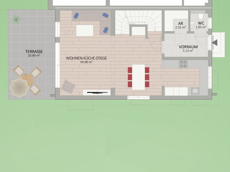 Plan Erdgeschoss von Eibischweg 44 Haus 2