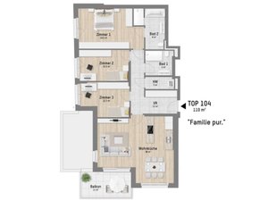 Wohnungsplan von Obstgartenweg 15-17 Top 1.04