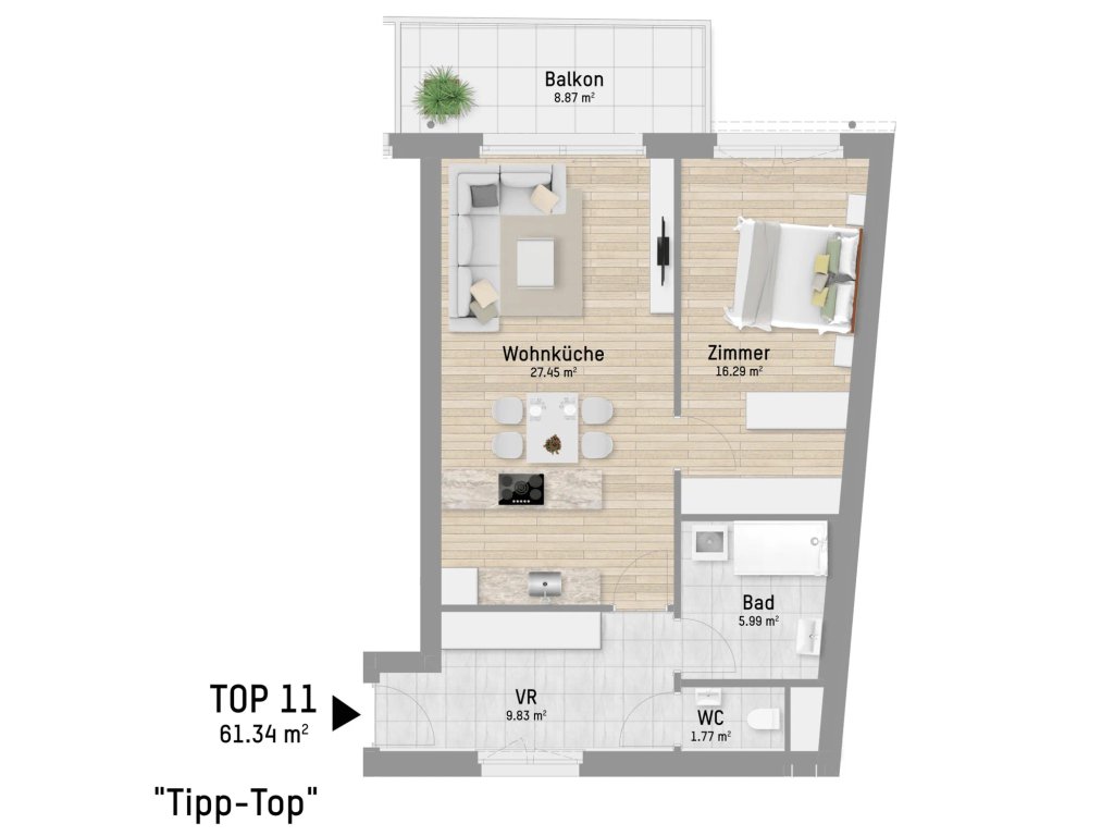Wohnungsplan von Pastorstraße 28 Top 11