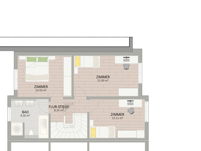 Plan Obergeschoss von Spargelfeldstraße 202 Haus 3