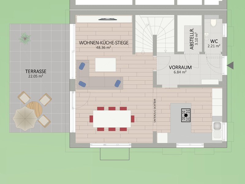 Plan Erdgeschoss von Korsenweg 18