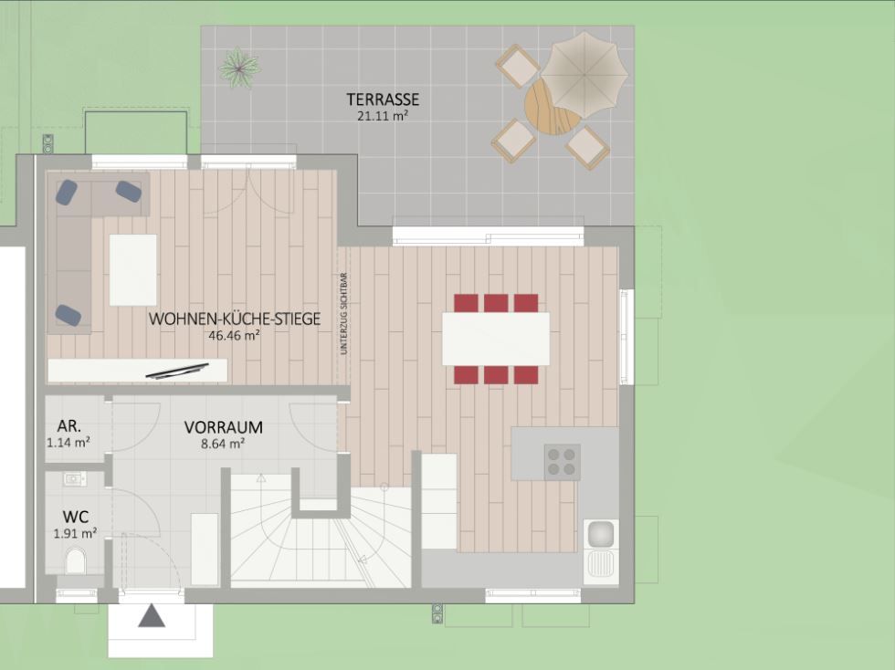 Plan Erdgeschoss von Rittersporngasse 7-9 Haus 3