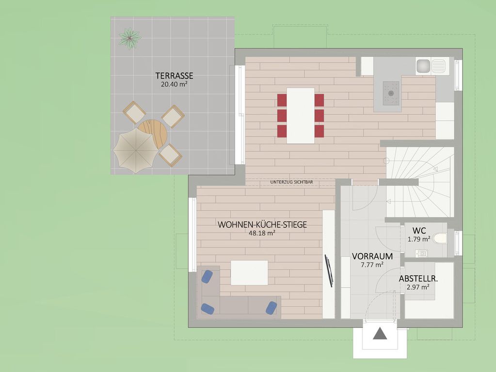Plan Erdgeschoss von Holzgasse 123 Haus 1