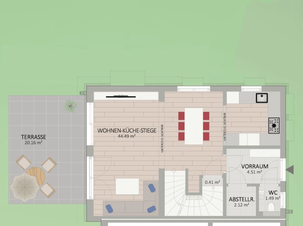 Plan Erdgeschoss von Arztgasse 52 Haus 4