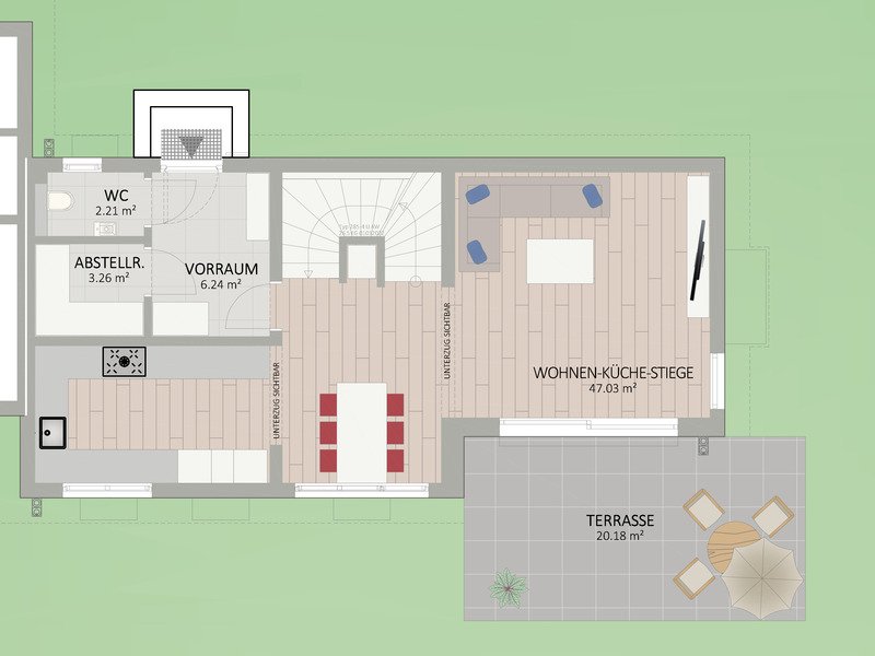 Plan Erdgeschoss von Telephonweg 257 Haus 1