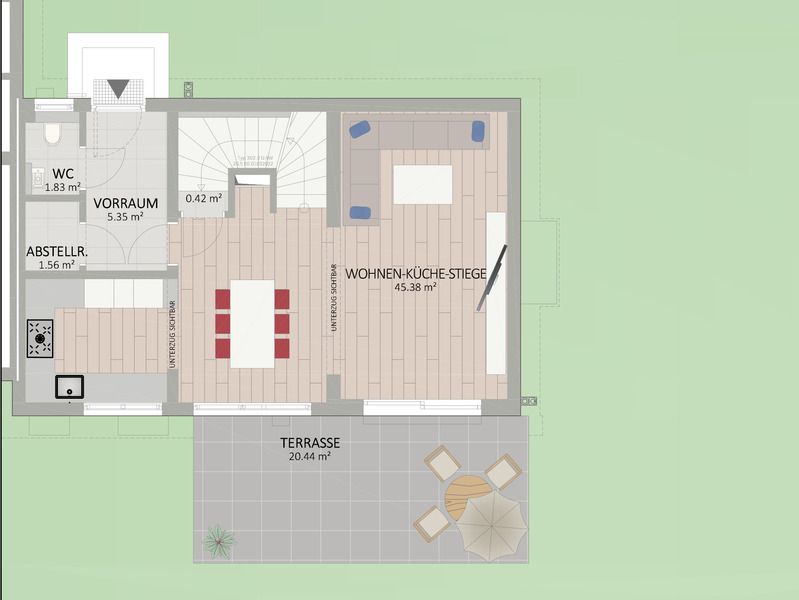 Plan Erdgeschoss von Möllplatz 6 Haus 3