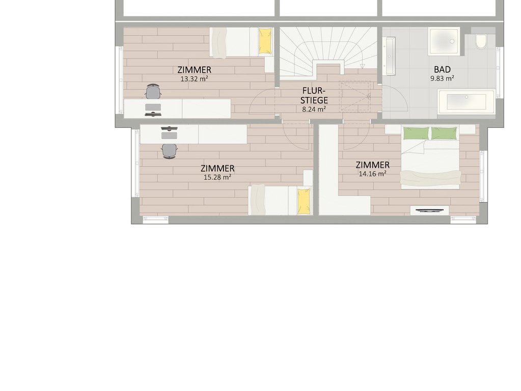 Plan Obergeschoss von Rittersporngasse 7-9 Haus 1