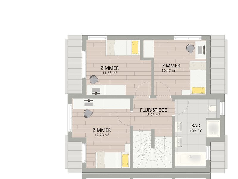 Plan Obergeschoss von Korsenweg 18 Haus 1