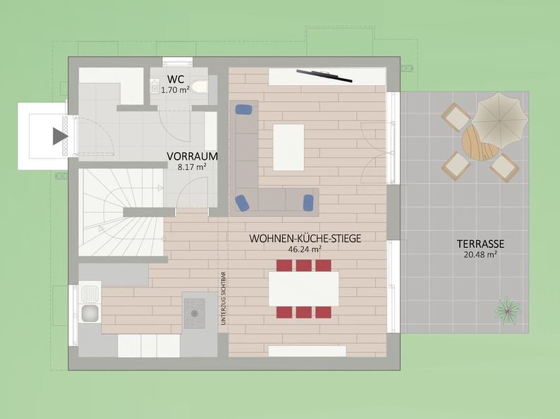 Plan Erdgeschoss von Schoeppelgasse 4 Haus 1