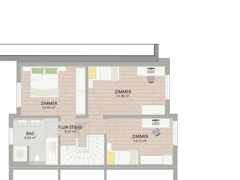 Plan Obergeschoss von Spargelfeldstraße 202 Haus 3