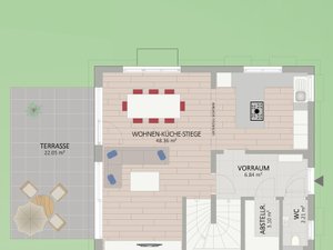 Plan Erdgeschoss von Korsenweg 18 Haus 1