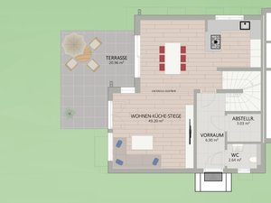 Plan Erdgeschoss von Algenweg 40 Haus 1