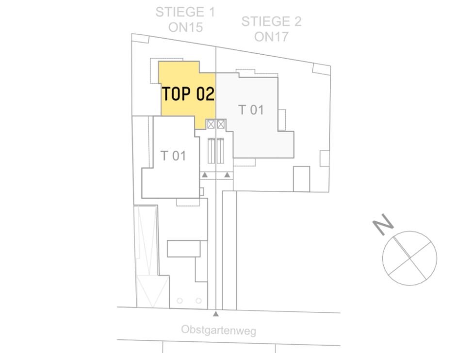 Lageplan von Obstgartenweg 15-17 Top 1.02