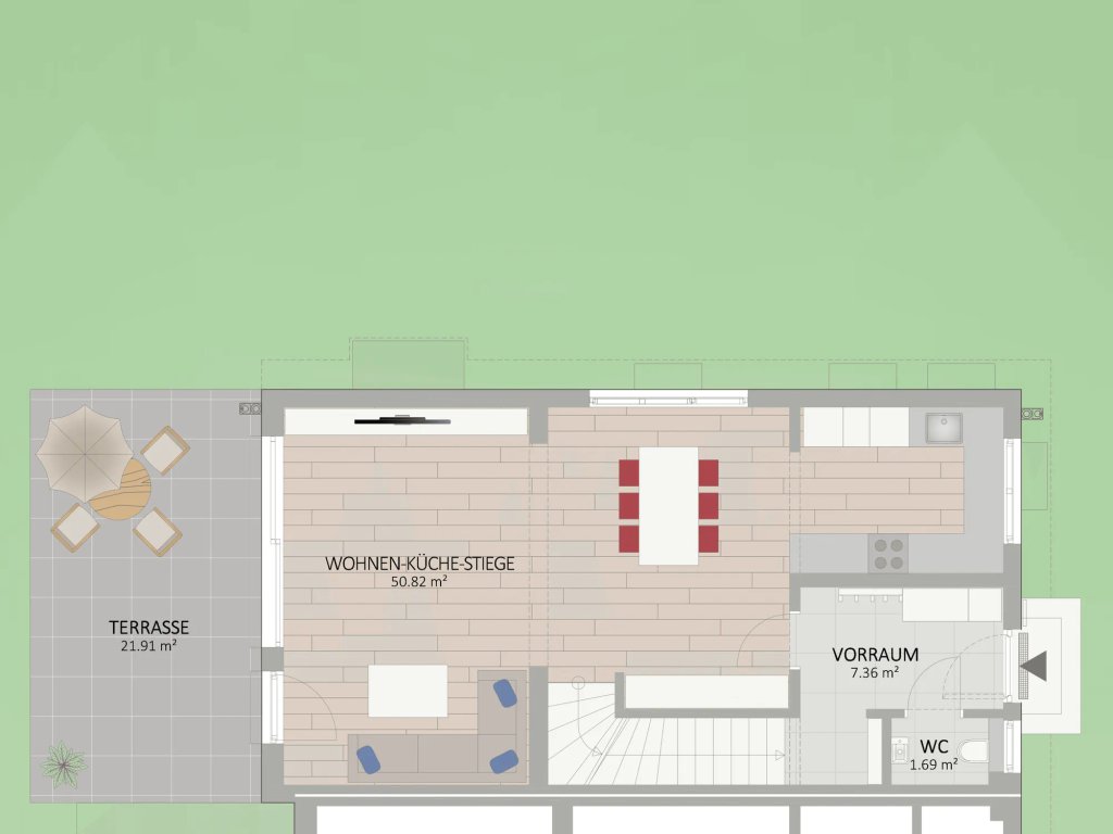 Plan Erdgeschoss von Eibischweg 44