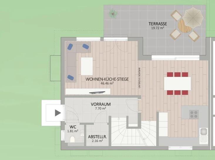Plan Erdgeschoss von Rittersporngasse 7-9 Haus 4