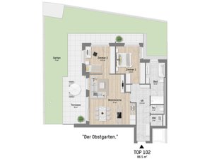 Wohnungsplan von Obstgartenweg 15-17 Top 1.02