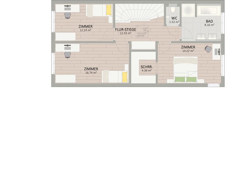 Plan Obergeschoss von Lisseeweg 25