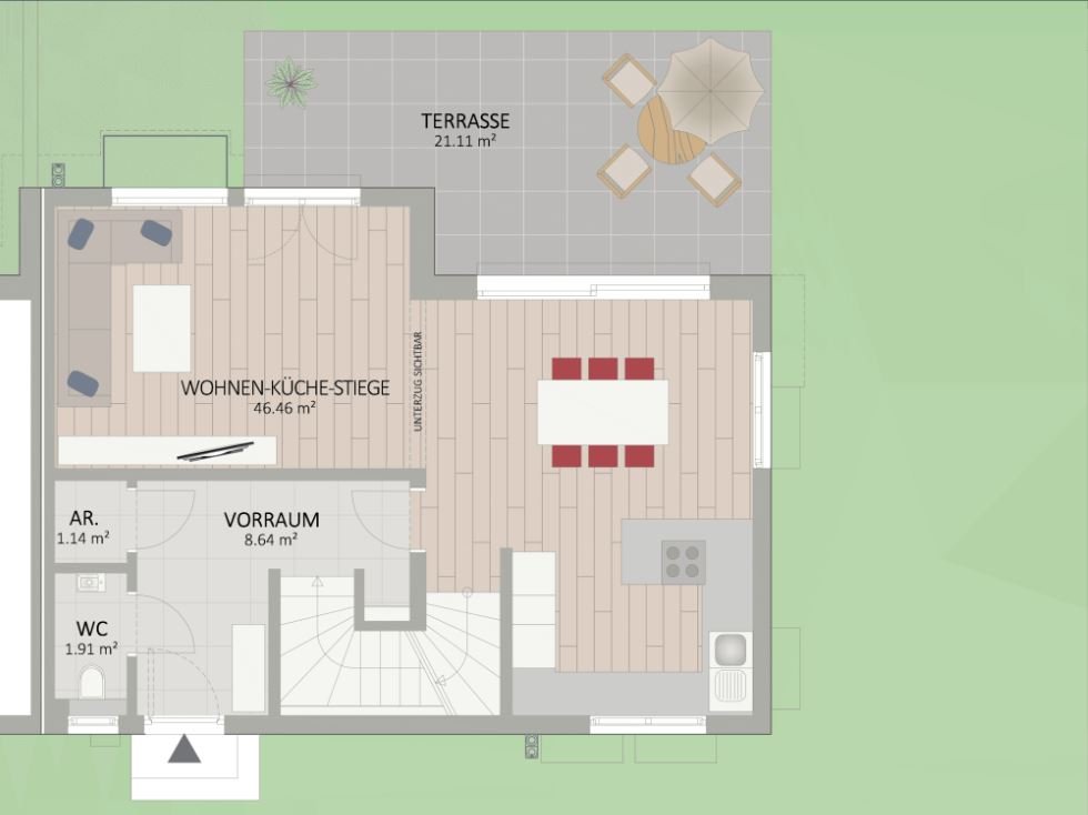 Plan Erdgeschoss von Rittersporngasse 7-9 Haus 3
