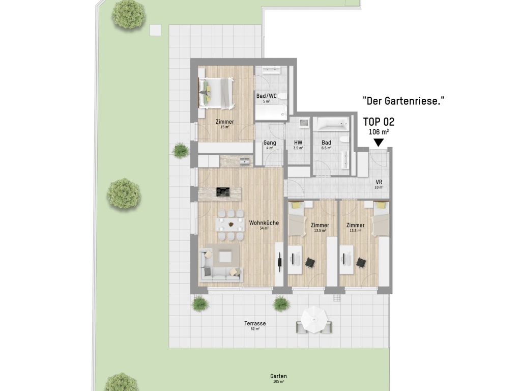 Wohnungsplan von Gmarchhaufenstraße 6 Top 2