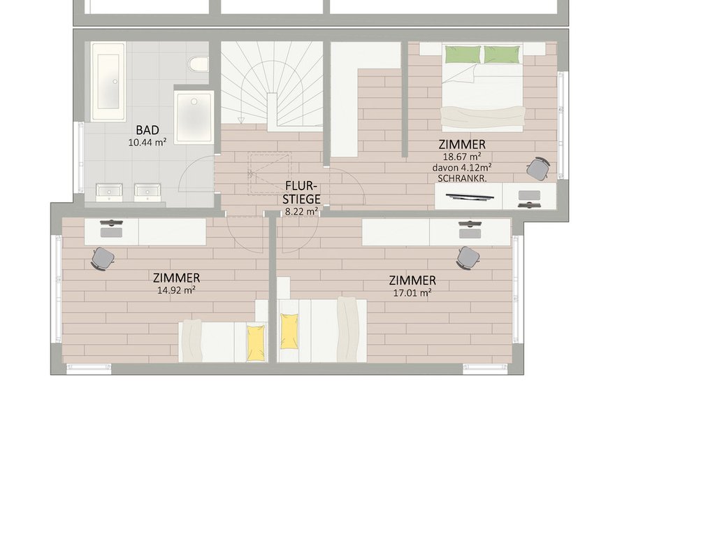 Plan Obergeschoss von Seeadlerweg 19 Haus 2