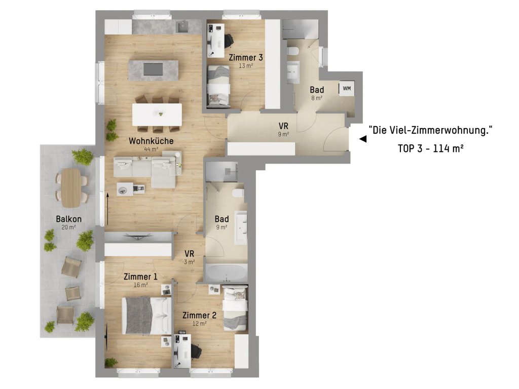 Wohnungsplan von Mühlhäufelweg 69 Top 3