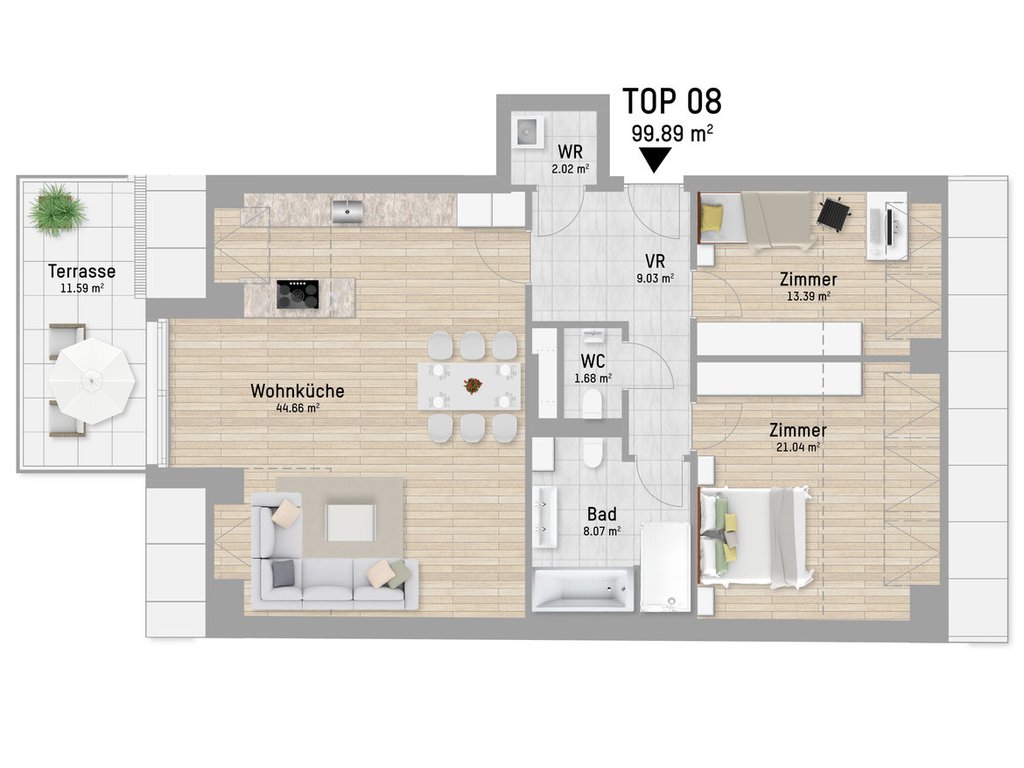 Wohnungsplan von Anton-Baumgartner-Straße 19 Top 8