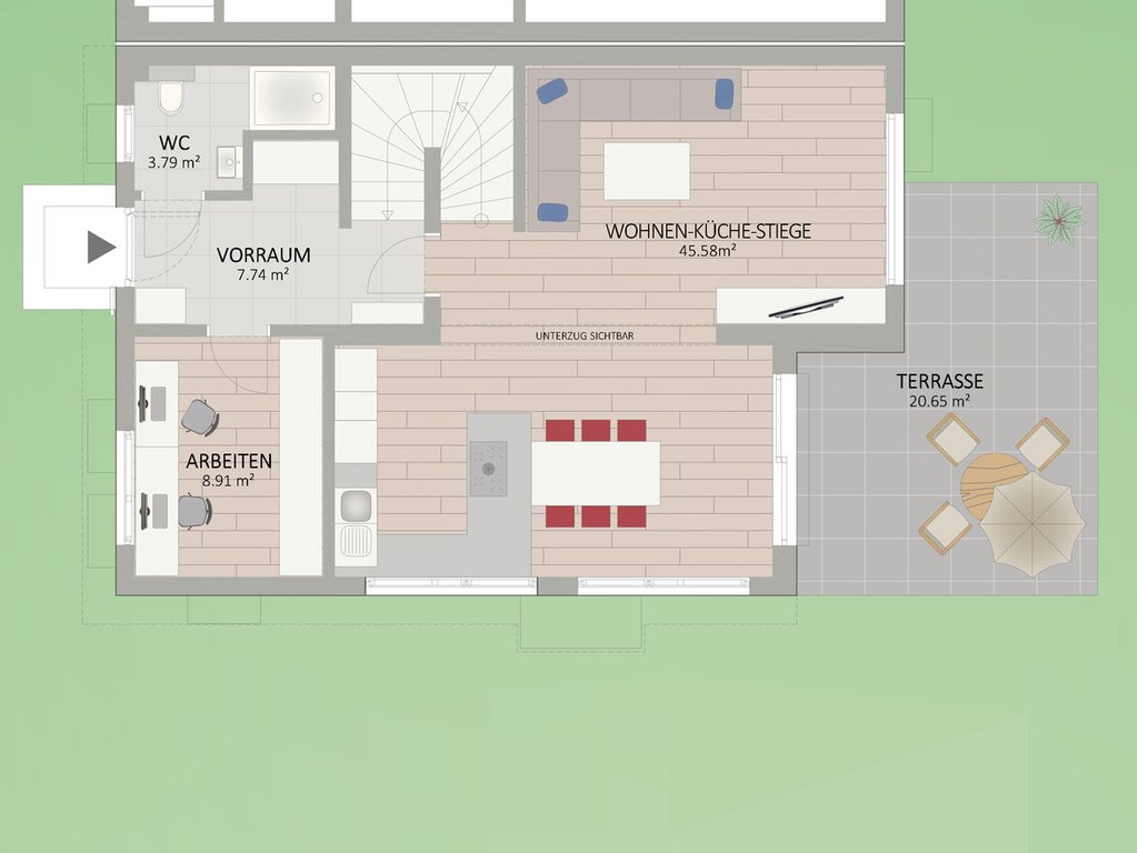 Plan Erdgeschoss von Seeadlerweg 19 Haus 2