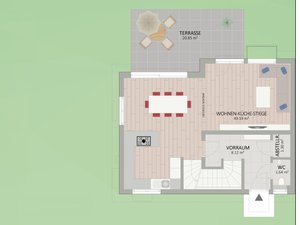 Plan Erdgeschoss von Violaweg 47 Haus 1