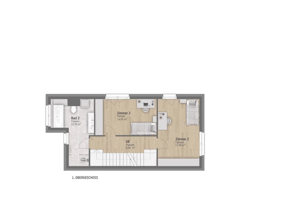 Plan Obergeschoss von Rieglgasse 1 Haus 1