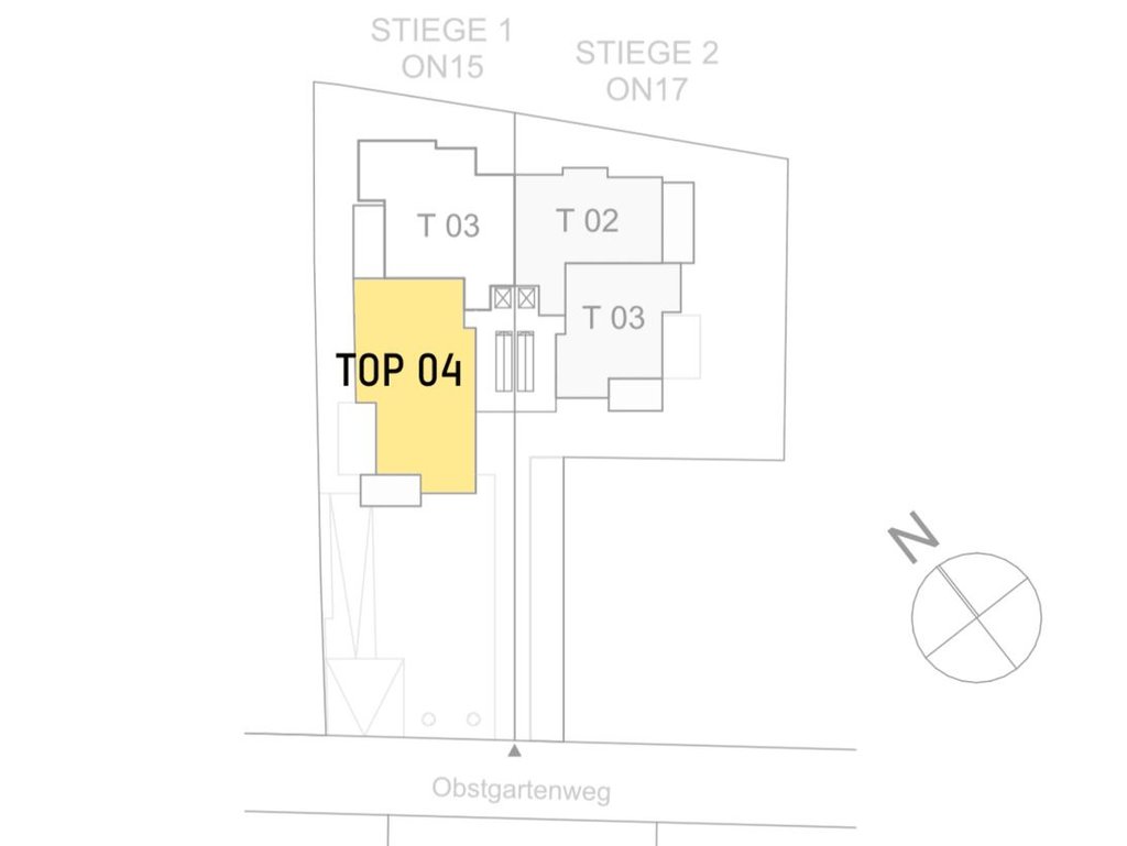Lageplan von Obstgartenweg 15-17 Top 1.04