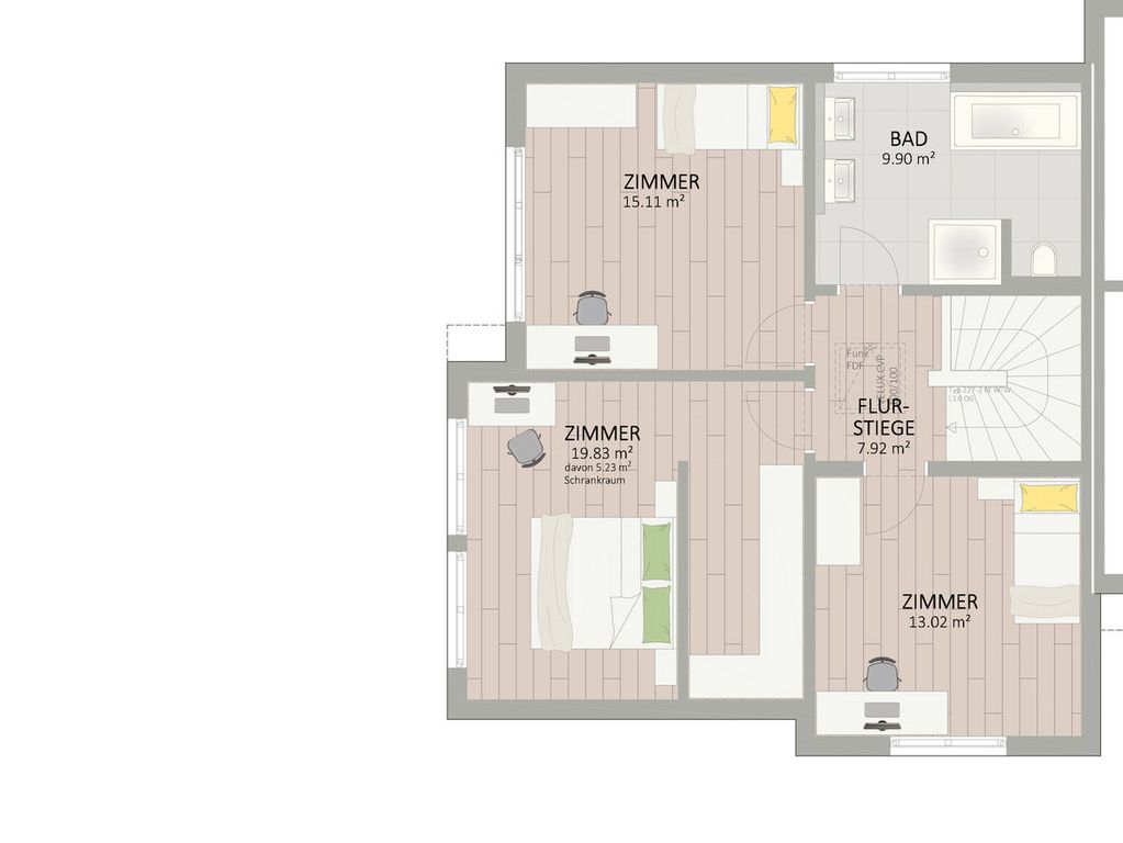 Plan Obergeschoss von Algenweg 40 Haus 1