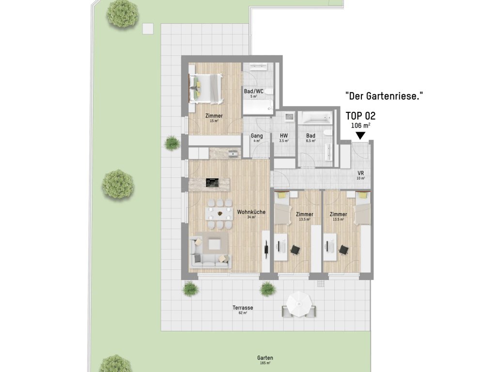 Wohnungsplan von Gmarchhaufenstraße 6 Top 2