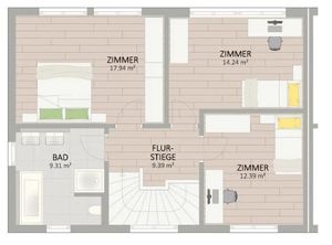 Plan Obergeschoss von Rittersporngasse 7-9 Haus 4